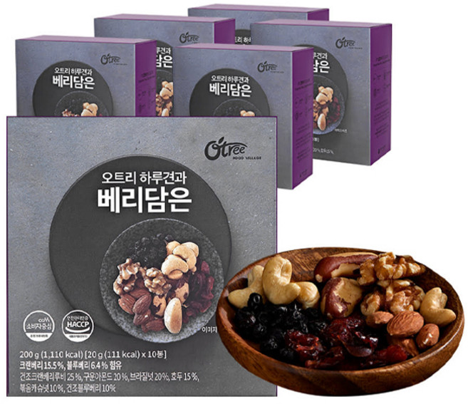 오트리 하루견과 베리담은 견과류 10p, 200g, 6개