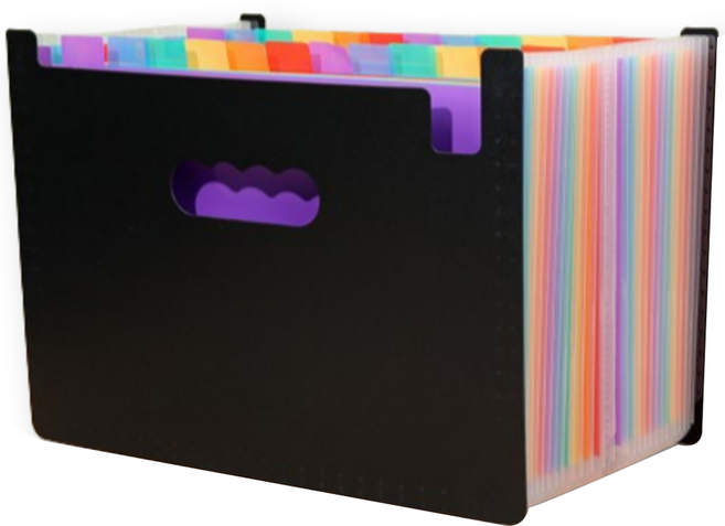 아스터 25칸 아코디언 파일 서류 바인더 정리함, 블랙, 1개