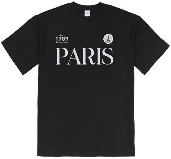 AiR Plane 巴黎1789 寬鬆版型 20支透氣圓領短袖T恤, 黑色