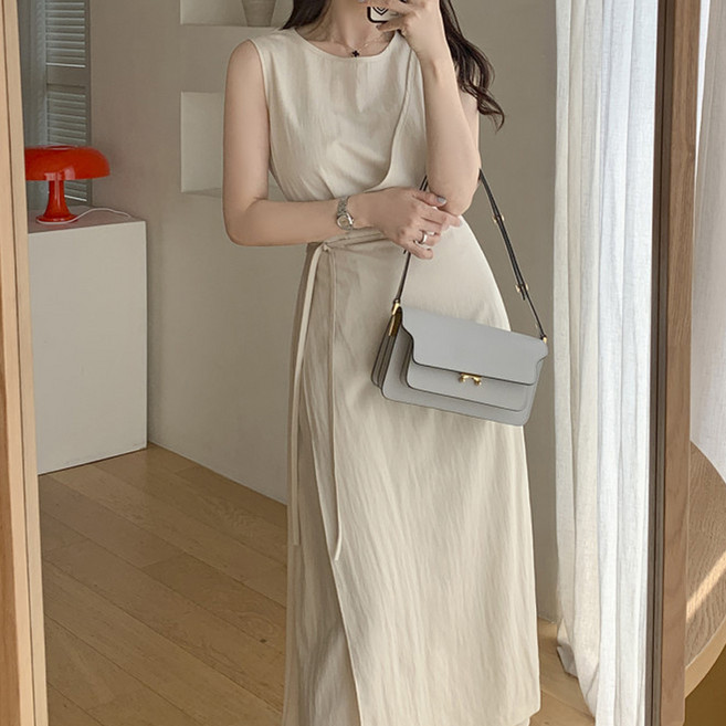 페이퍼먼츠 민소매 랩스타일 통기성 원피스 22612