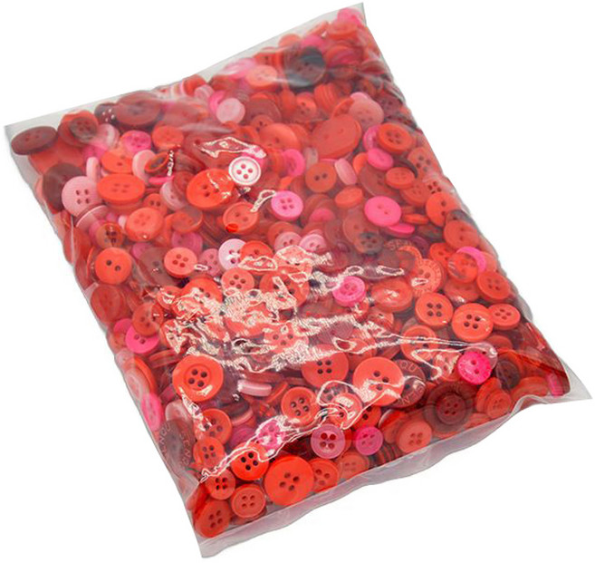 구공칠씨씨 예쁜 콩 둥근 DIY 만들기재료 단추 세트 사이즈 랜덤발송, 스몰레드혼합, 1세트
