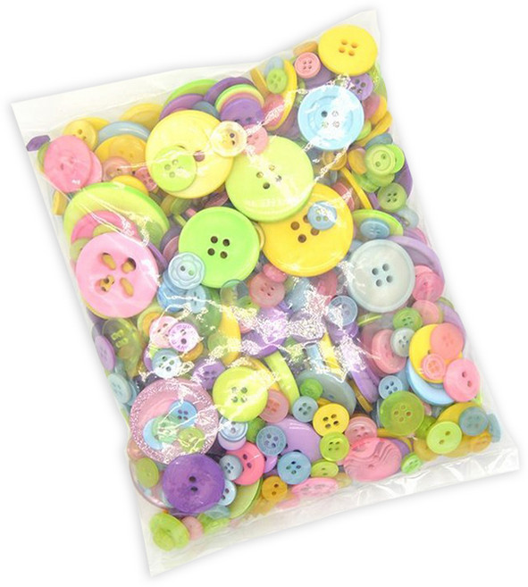 907cc 可愛豆豆圓形DIY材料鈕扣組 尺寸隨機出貨, 馬卡龍混合色, 1套