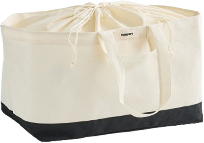한샘 투웨이 베이직 패브릭 수납 빨래바구니, 베이지 + 블랙