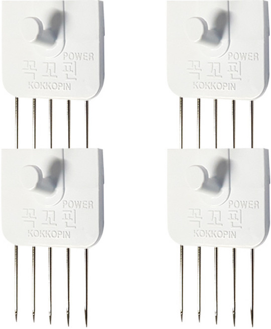 꼭꼬핀 국내 제조 파워 일자형 4p, 화이트, 1개