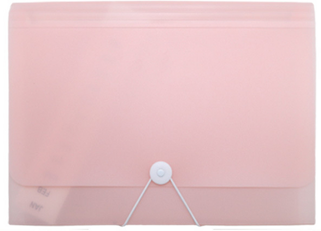 코히모 아코디언 파일 13분류 클리어 인덱스 케이스 4W149, 1개, 반투명 핑크