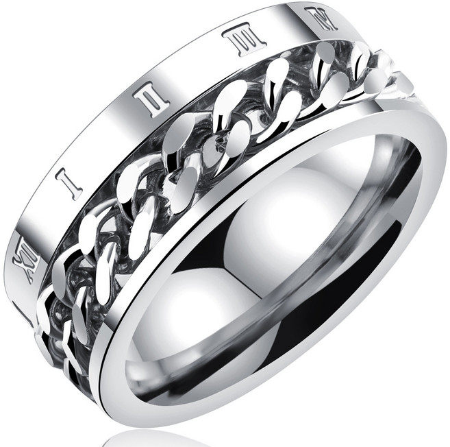 비아워게스트 남성용 로마 숫자 체인 반지