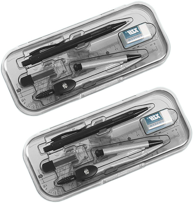 코히모 컴퍼스 + 샤프 + 샤프심 + 각도기 + 지우개 + 자 3종 세트 3W135, 2세트