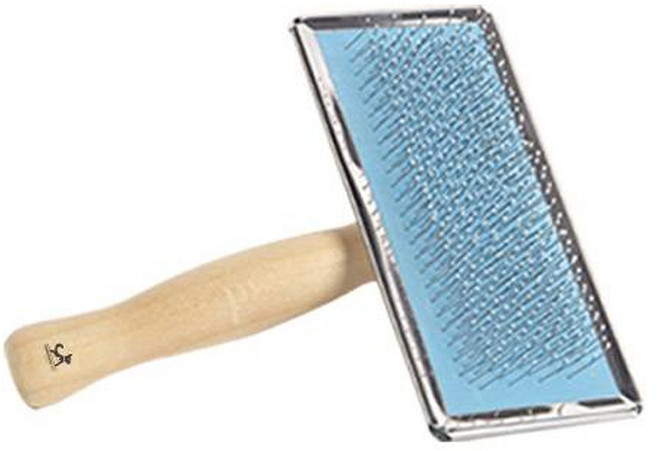 딩동펫 반려동물 우드 사각 메탈 브러쉬 12 x 8.5 cm, 블루, 1개