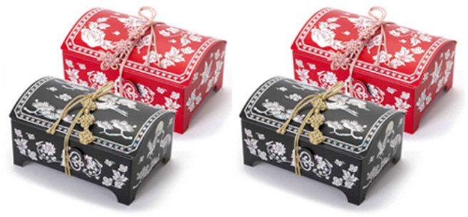 인디케이 자개 보석 용돈상자 2종 x 2p 세트, 블랙, 레드, 1세트