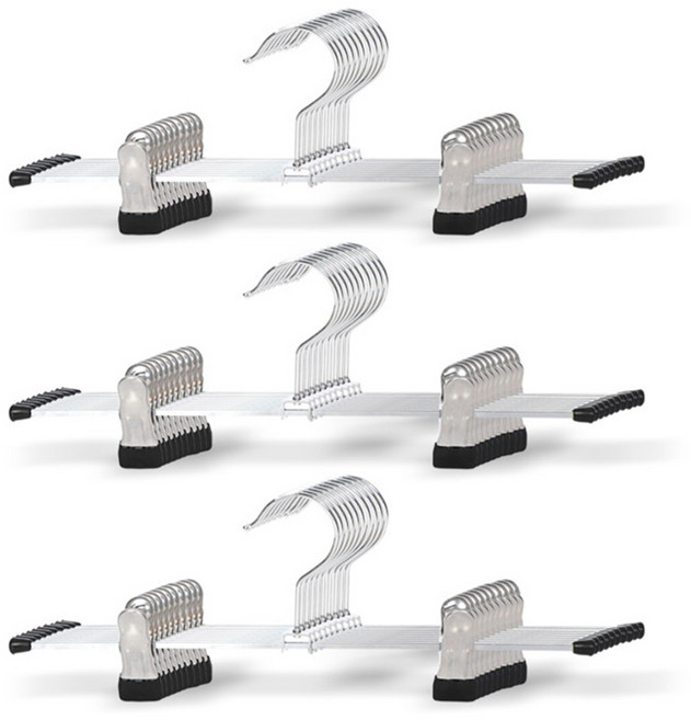 마켓플랜 원핏 논슬립 집게 바지걸이, 블랙, 30개