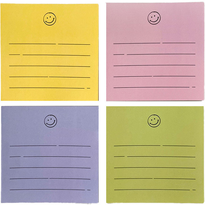 톡톡팬시 스마일 떡메모지 4종 세트, 라벤더, 옐로우, 애플라임, 핑크, 1세트