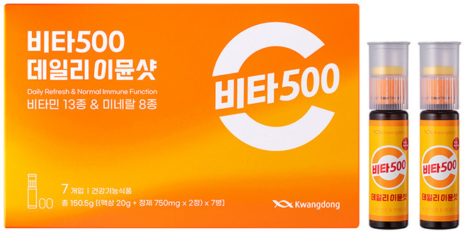 Kwangdong Vita500 Daily Immune綜合維他命礦物質補充液+錠, 1盒, 21.5g