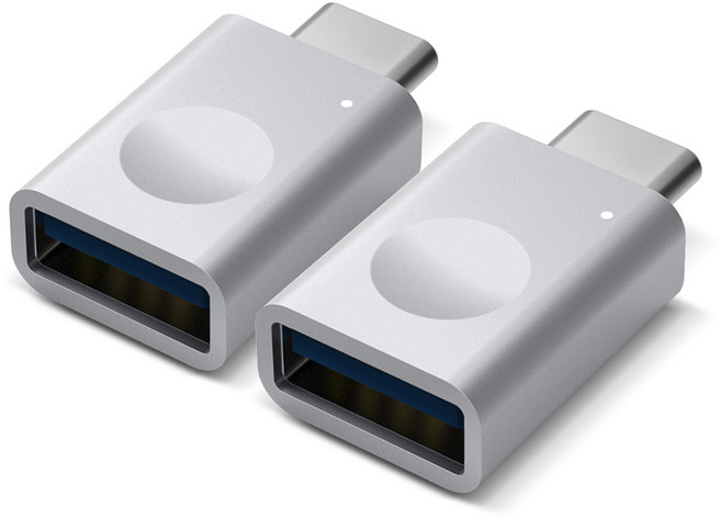 엘라고 알루미늄 USB C타입 LED 변환 어댑터 [2세트] USB-C타입 변환어댑터, 실버, 2개