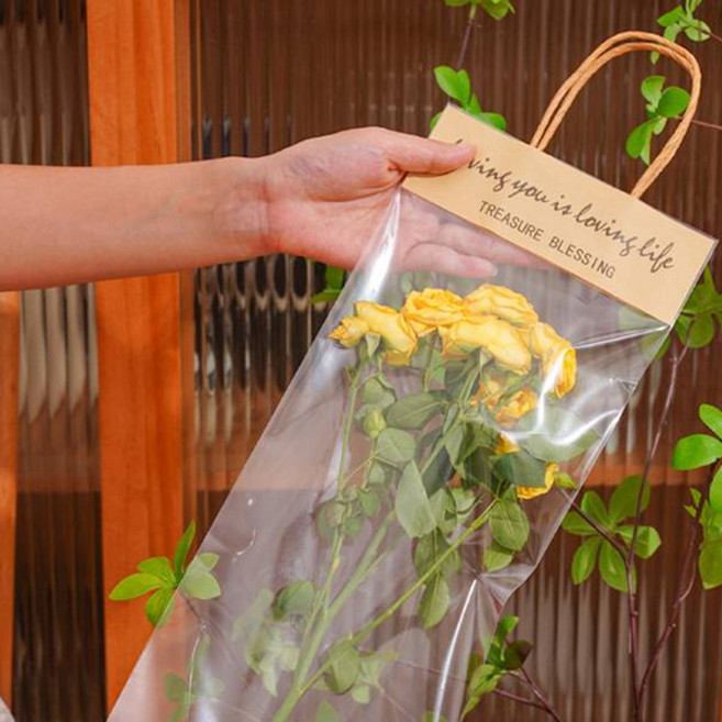 마켓감성 투명 비닐 꽃 백 롱, 크래프트, 30개