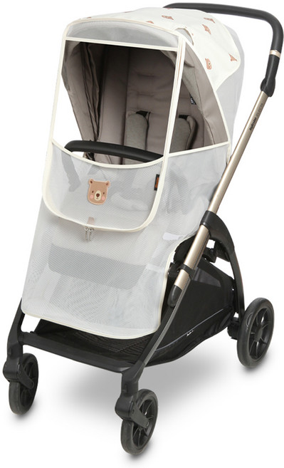 마니또 유모차 모기장 메쉬 커버 범용, 베어크림, 1개