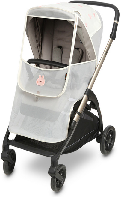 마니또 유모차 모기장 범용 메쉬커버, 바니크림, 1개