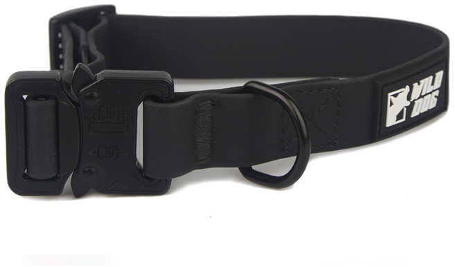 와일드독 강아지 워터프루프 메탈 칼라 목줄, 블랙, 1개