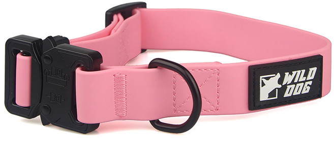 와일드독 강아지 워터프루프 메탈 칼라 목줄, 핑크, 1개