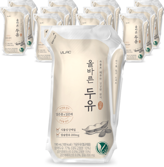 비락 올바른 두유, 190ml, 12개