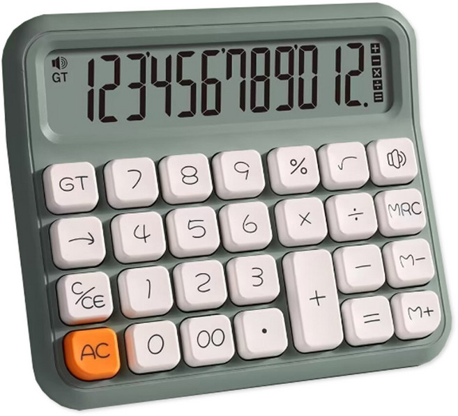 이테스 사무용 큰 화면 기계식 레트로 계산기, 올리브그린, 1개