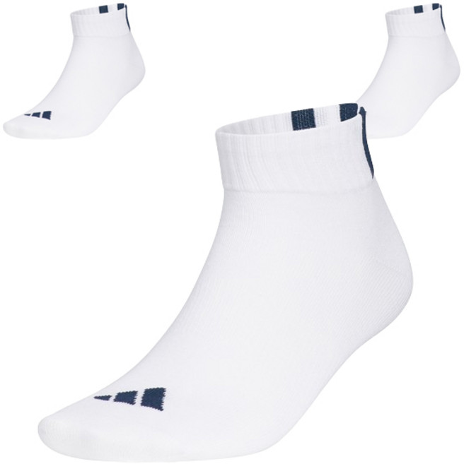아디다스 퍼포먼스 3선 스포츠 발목 양말 3족 IY76, 화이트+ 네이비(IY7619)