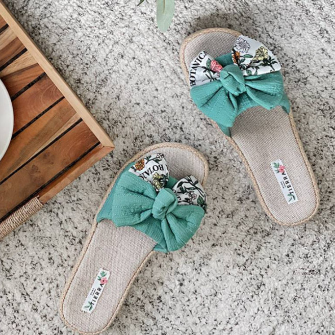 FINDS lifestyle TIERRA 首頁 Tierra Botanic 緞帶拖鞋, 綠色, 1組