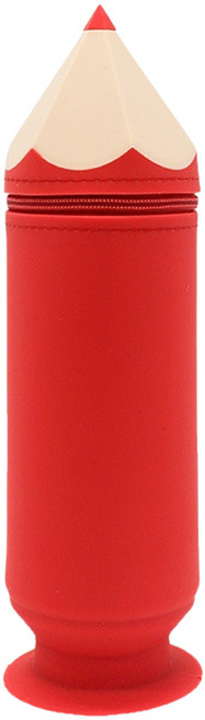 코히모 연필모양 실리콘 필통, 레드, 1개