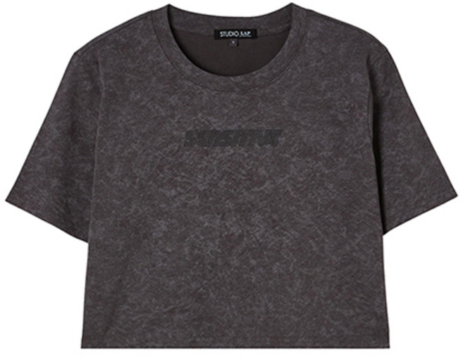 랩 여성용 통기성 프린트 나염 크롭 면 티셔츠 AQ2CT560