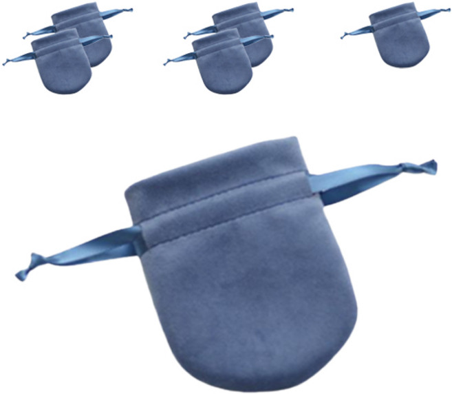 마켓감성 드로스트링 주머니 벨벳, 블루, 6개