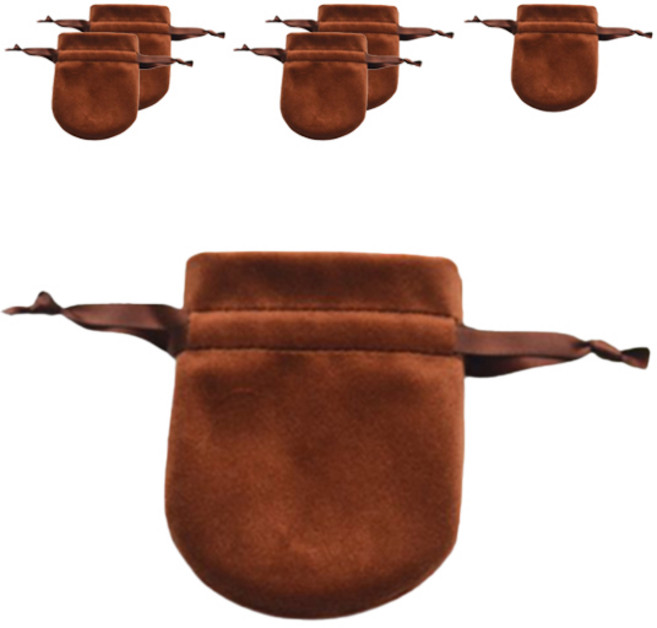 마켓감성 드로스트링 주머니 벨벳, 브라운, 6개