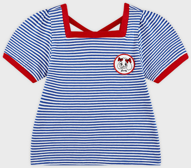 월튼키즈 여아용 통기성 스퀘어 스트라이프 티셔츠