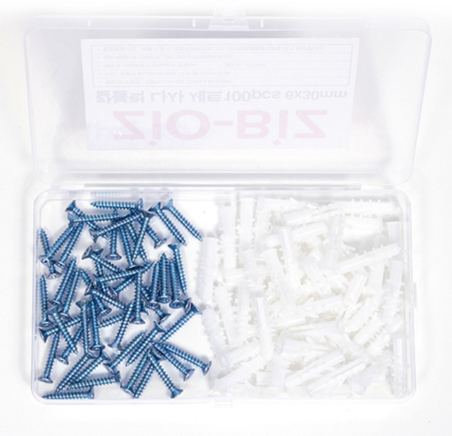 지오비즈 나사못 칼블럭 30mm 50p + 나사 25mm 50p 세트 화이트, 1세트