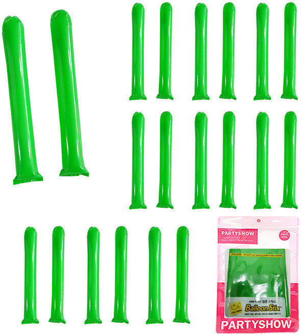 파티쇼 응원 막대풍선 2p, 그린, 10개