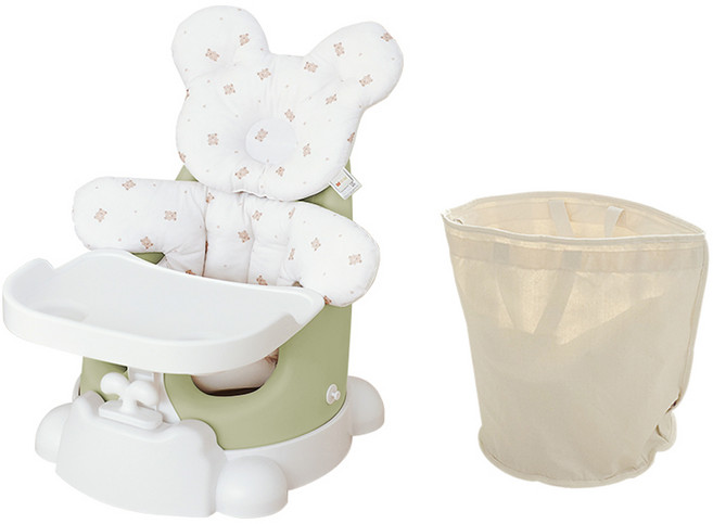 젤리맘 무나부스터체어 버디 6종 가방세트, 올리브(의자), 꼬미 베어(필로우), 1세트