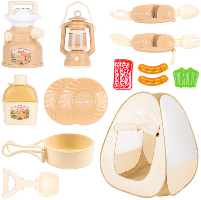 아가드 아동용 캠핑 소꿉놀이 텐트 세트, 혼합색상, 1세트