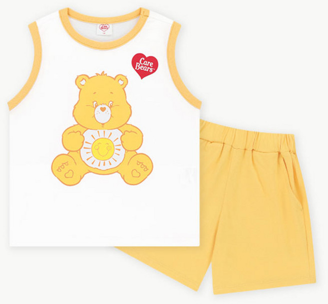童款Care Bears拼色無袖上衣+鬆緊短褲套裝