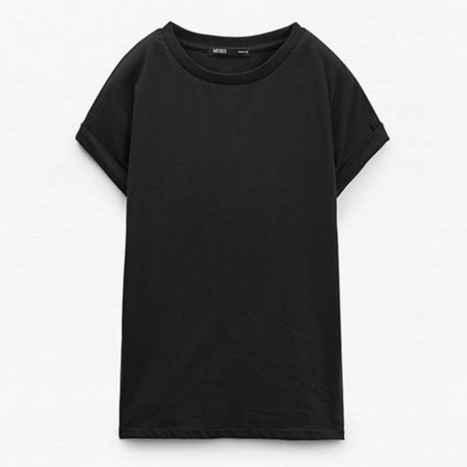 MIXXO 女款修身捲袖短袖T恤
