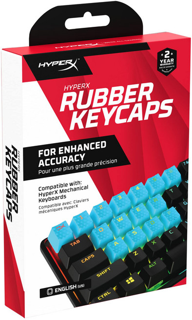 HP 하이퍼엑스 519U1AA#ABA 고무질감 19키 게이밍 액세서리 키캡 키트, 블루, Rubber Keycaps Blue, 제조사축