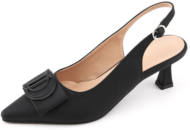 단골언니 여성용 리본 무광 스틸레토 힐 슬링백 쥴리엣 구두 5cm