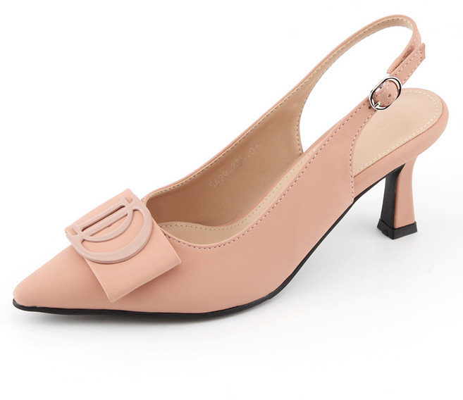 단골언니 여성용 리본 무광 스틸레토 힐 슬링백 쥴리엣 구두 7cm