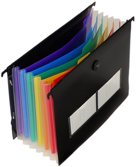 코히모 B5 아코디언 형 티켓홀더 행잉파일 포켓 정리함 4W187, 1개, 블랙