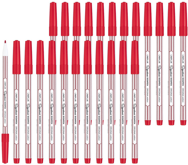 라인플러스 시그니처 사인펜, 레드, 24개