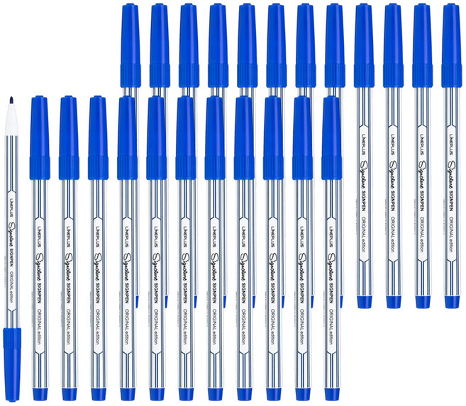 라인플러스 시그니처 사인펜, 블루, 24개