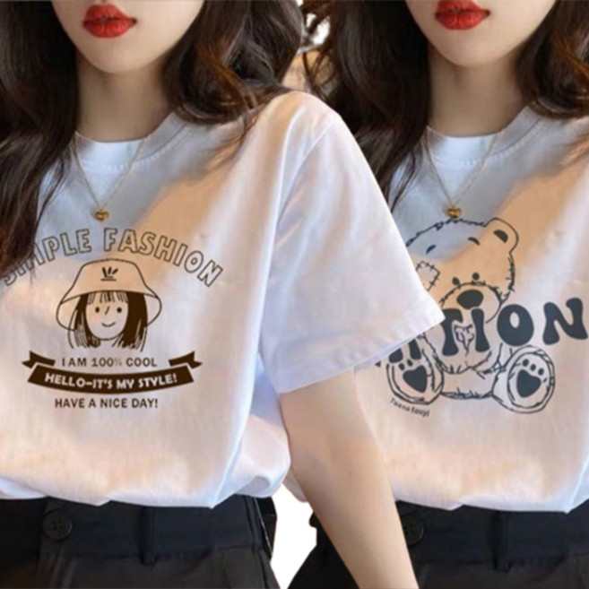 피어니스트 여성용 화이트 반팔 티셔츠 2종 세트