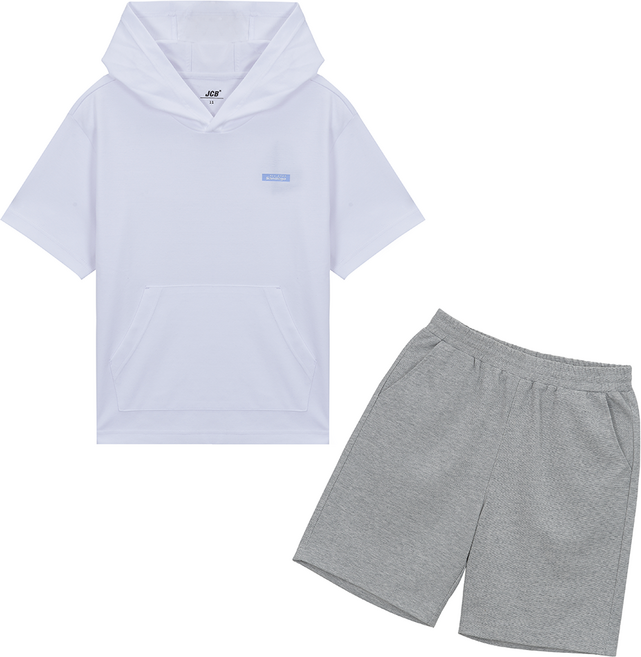 제이씨비 남성용 레터링 후드 상하복 세트 T303