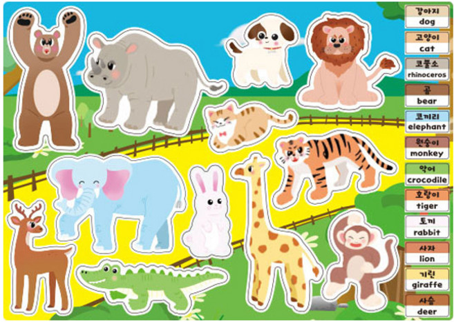 유아용 찰떡 놀이 스티커, 찰떡 동물 스티커, 1개