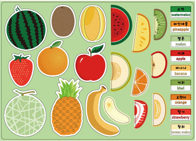 키룸 유아용 찰떡 놀이 스티커, 찰떡 과일놀이 스티커, 1개