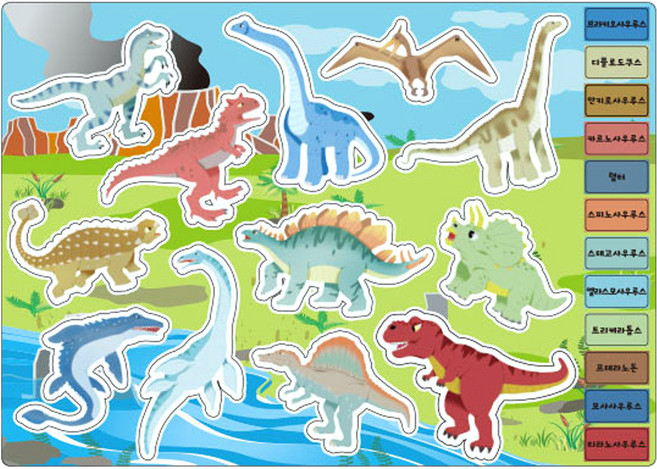 키룸 유아용 찰떡 놀이 스티커, 찰떡 공룡 스티커, 1개