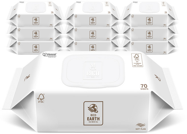 리꼬 더 플래닛 어스 아기물티슈 캡형, 70매, 10개