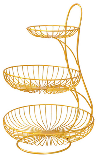 블럭마트 주방 다용도 테이블 3단 바구니, 골드, 1개